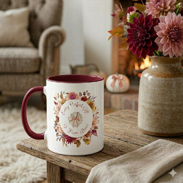 Autumn Dahlia Wreath Scripture Pumpkin Tasse
