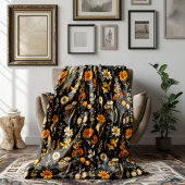 Autumn Daisies Goblincore Floral Fleecedecke