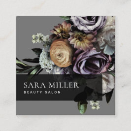 Autumn Dark Moody Floral Bouquet Quadratische Visitenkarte