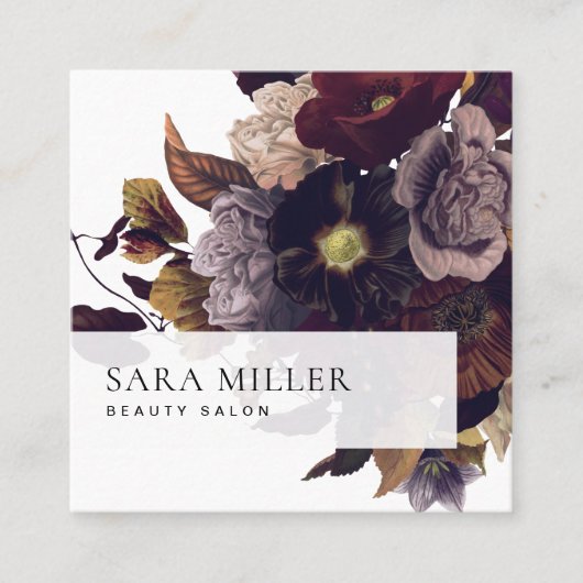 Autumn Dark Moody Floral Bouquet Quadratische Visitenkarte (Vorderseite)