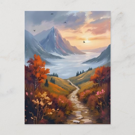Autumn Daydreams | Fall Mountain Landscape Painted Postkarte (Vorderseite)