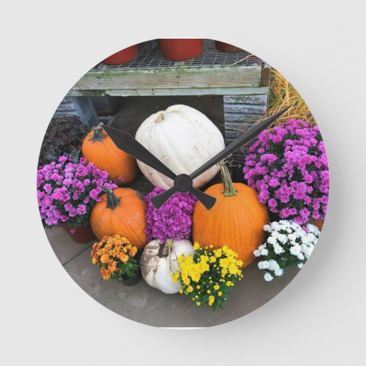 Autumn Decor Runde Wanduhr (Vorderseite)