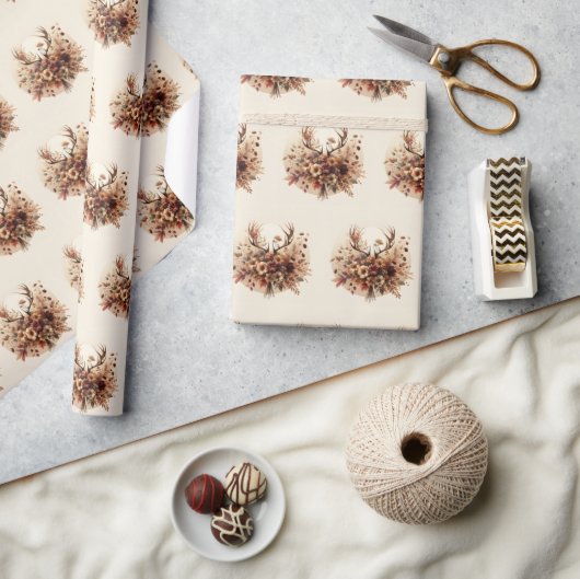 Autumn Deer Antler Bouquet Geschenkpapier (Kunsthandwerk)