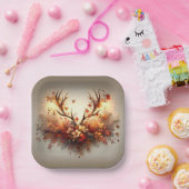 Autumn Deer Antler Bouquet Pappteller (Party)