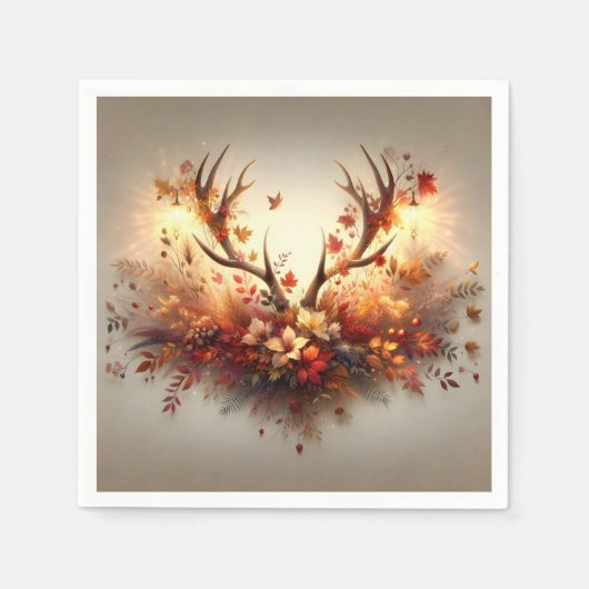 Autumn Deer Antler Bouquet Serviette (Vorderseite)