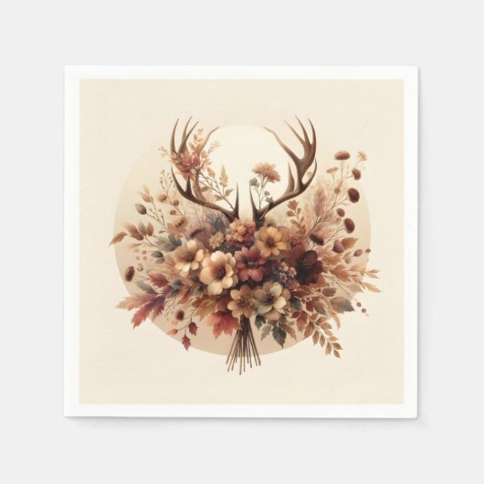 Autumn Deer Antler Bouquet Serviette (Vorderseite)