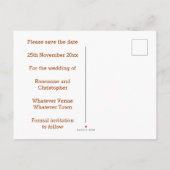 Autumn Design Wedding speichert das Datum Ankündigungspostkarte (Rückseite)