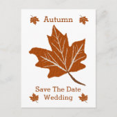 Autumn Design Wedding speichert das Datum Ankündigungspostkarte (Vorderseite)