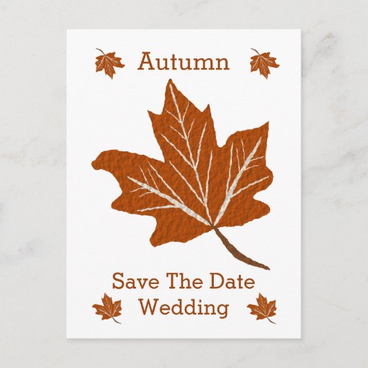 Autumn Design Wedding speichert das Datum Ankündigungspostkarte (Vorderseite)