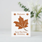 Autumn Design Wedding speichert das Datum Ankündigungspostkarte (Stehend Vorderseite)