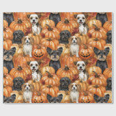 Autumn Dogs in a Pumpkin Patch Halloween Geschenkpapier (Flach)