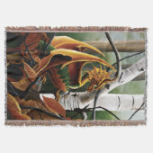 Autumn Dragon Orange Green Fantasy Decke (Vorderseite)