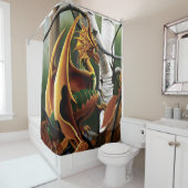 Autumn Dragon Orange Green Fantasy Duschvorhang (Beispiel)