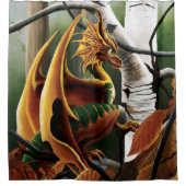 Autumn Dragon Orange Green Fantasy Duschvorhang (Vorderseite)