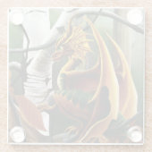 Autumn Dragon Orange Green Fantasy Glasuntersetzer (Rückseite)