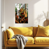 Autumn Dragon Orange Green Fantasy Poster