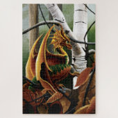 Autumn Dragon Orange Green Fantasy Puzzle (Vertikal)