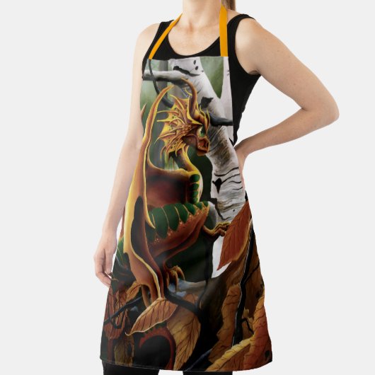 Autumn Dragon Orange Green Fantasy Schürze (InSitu)
