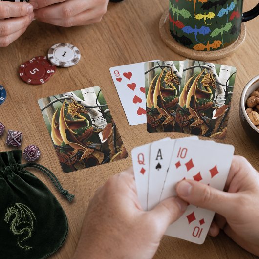 Autumn Dragon Orange Green Fantasy Spielkarten