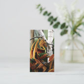 Autumn Dragon Orange Green Fantasy Visitenkarte (Stehend Vorderseite)