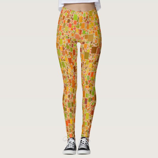 Autumn Echo Tiled Geometric Abstrakt Artwork Leggings (Vorderseite)