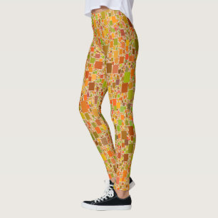 Autumn Echo Tiled Geometric Abstrakt Artwork Leggings