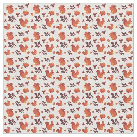 Autumn Eichhörnchen Acorn Cotton Stoff (Nahaufnahme)