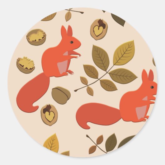 Autumn Eichirrel Runder Aufkleber (Vorderseite)