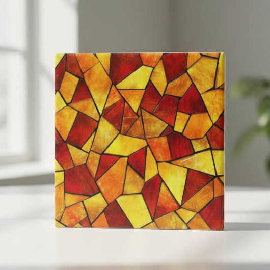 Autumn Ember Stained Glass Mosaic Fliese