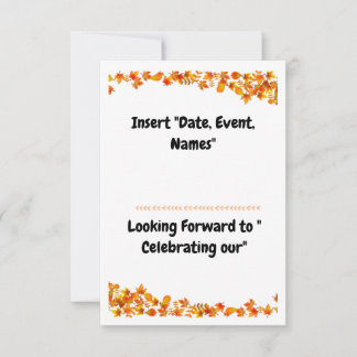"Autumn Embrace Orange & Tan Leaf Design" Save The Date