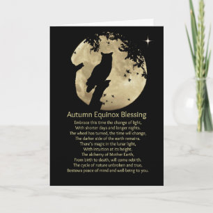 Autumn Equinox Owl and Moon Blessings Card Karte