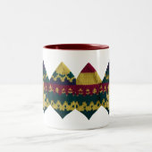 Autumn Fair Isle Knit Pattern Fall Leaf  Zweifarbige Tasse (Mittel)