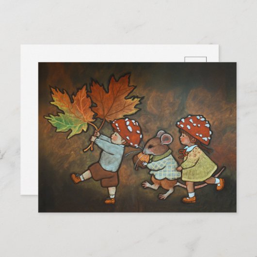 Autumn fairies postcard feiertagspostkarte (Vorne/Hinten)