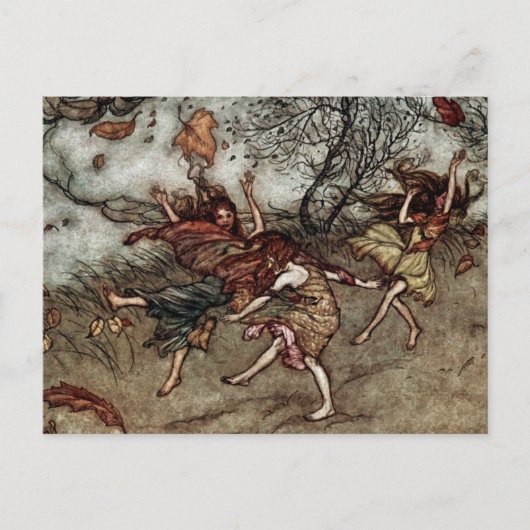 "Autumn Fairies" von Arthur Rackham Postkarte (Vorderseite)