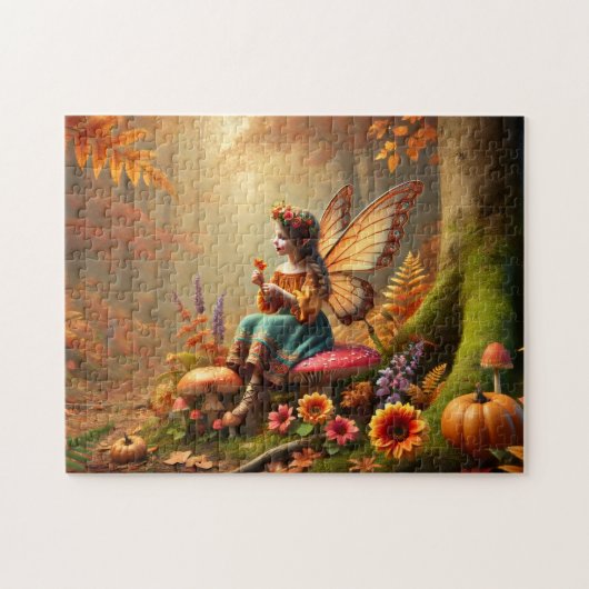 Autumn Fairy Enchanted Pumpkin Forest Puzzle (Horizontal)