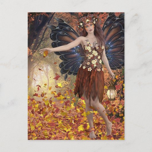 AUTUMN FAIRY FANTASY POSTCARD POSTKARTE (Vorderseite)