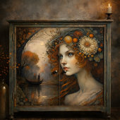 Autumn Fairy Queen River Fantasy Decoupage Seidenpapier