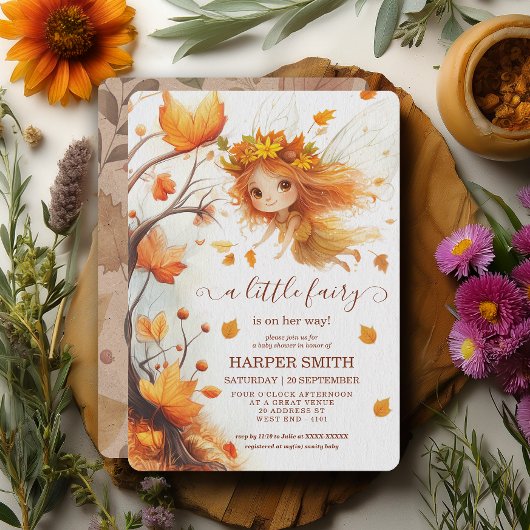 Autumn Fairy Woodland Baby Shower Einladung
