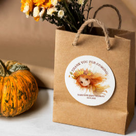 Autumn Fairy Woodland Baby Shower Runder Aufkleber