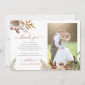 Autumn fall botanical rustic photo wedding dankeskarte (Vorderseite)