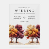Autumn Fall Burgundy Trees Wedding Welcome Acrylschild (Vorderseite)