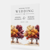 Autumn Fall Burgundy Trees Wedding Welcome Acrylschild (Winkel)