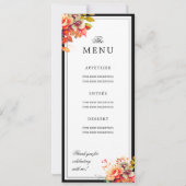 Autumn Fall Floral 16th Birthday Program Menu  Einladung (Rückseite)