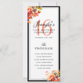 Autumn Fall Floral 16th Birthday Program Menu  Einladung (Vorderseite)