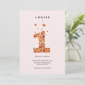 Autumn Fall Floral Garden First Birthday Aesthetic Einladung (Stehend Vorderseite)