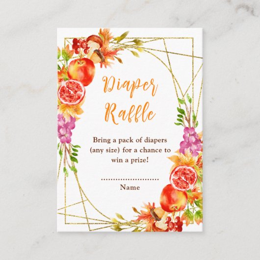 Autumn Fall Harvest Baby Shower Diaper Raffle Begleitkarte (Vorderseite)