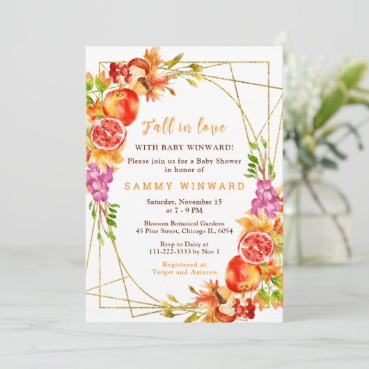 Autumn Fall Harvest Baby Shower Einladung (Stehend Vorderseite)