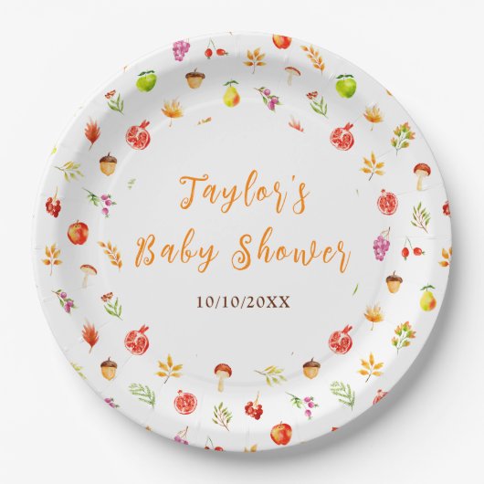 Autumn Fall Harvest Baby Shower Pappteller (Vorderseite)