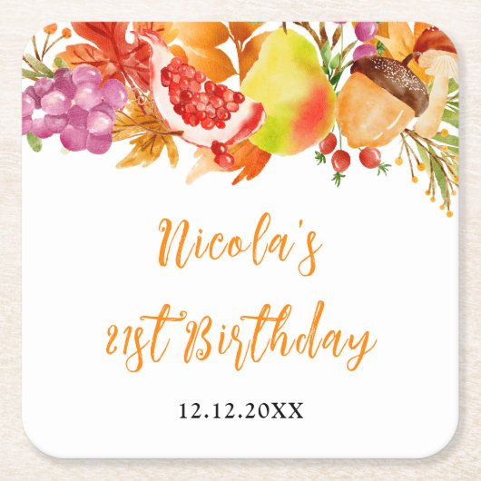 Autumn Fall Harvest Baby Shower Rechteckiger Pappuntersetzer (Vorderseite)