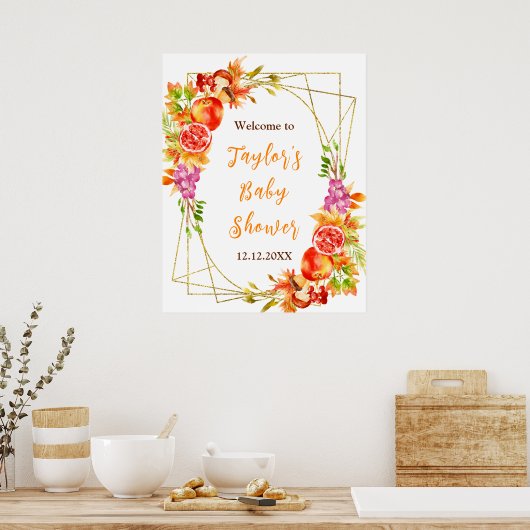 Autumn Fall Harvest Baby Shower Welcome Sign Poster (Küche)